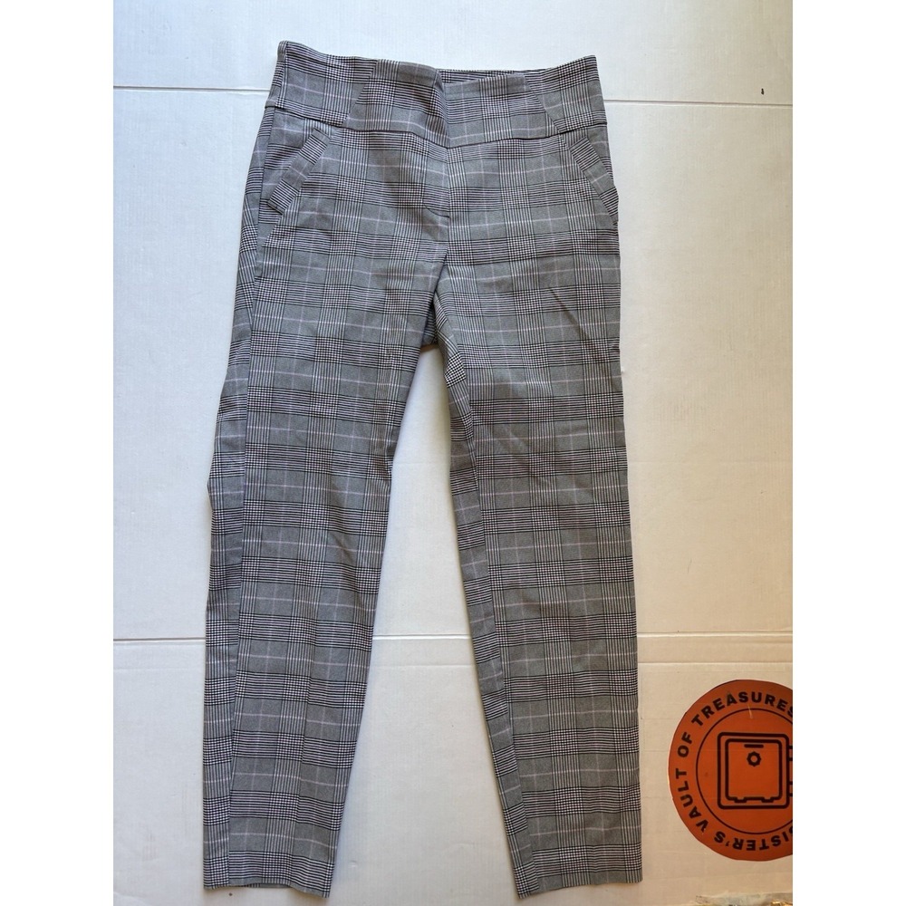 Soho Apparel ltd Women's White and Black Plaid Dress Pants Medium Pull On